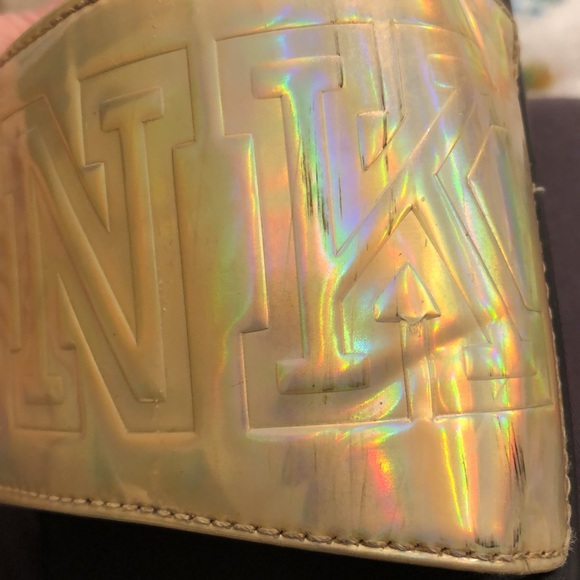 VS PINK Gold Iridescent Metallic Slides Sandal 7/8 - Picture 6 of 7